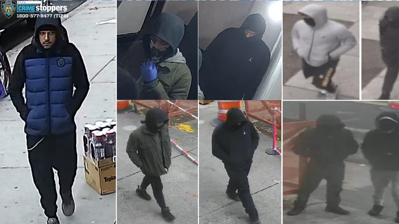 Police are searching for multiple suspects in the back-to-back robberies