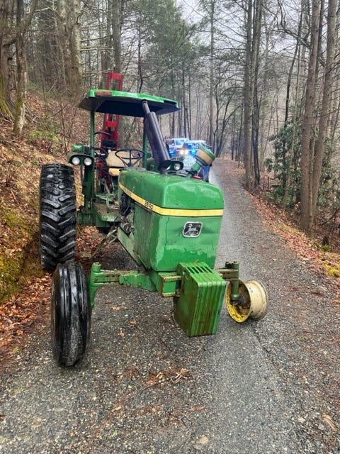 Police in Boone, N.C., shared this photo of a tractor after officers got involved in a low-speed chase.