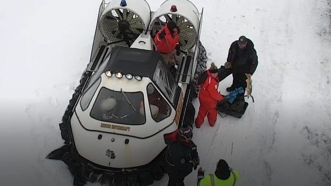 U.P. deputies deploy hovercraft to rescue fisherman trapped on ice floe in St. Mary's River [PHOTOS]