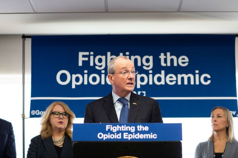 Gov. Phil Murphy makes an announcement on fighting the opioid crisis on January 23, 2019, at Cooper University Hospital in Camden.