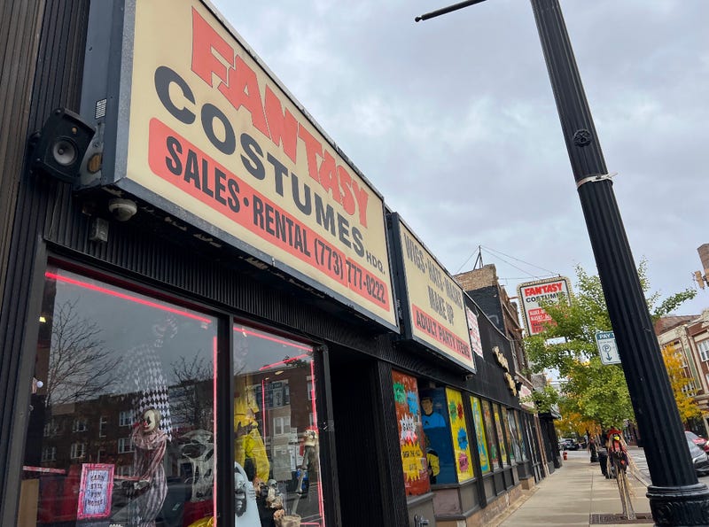 Storefront of Fantasy Costumes, on Chicago's Northwest Side.