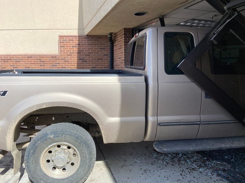 A vehicle that was rammed into the Elko County Sheriff's Office.