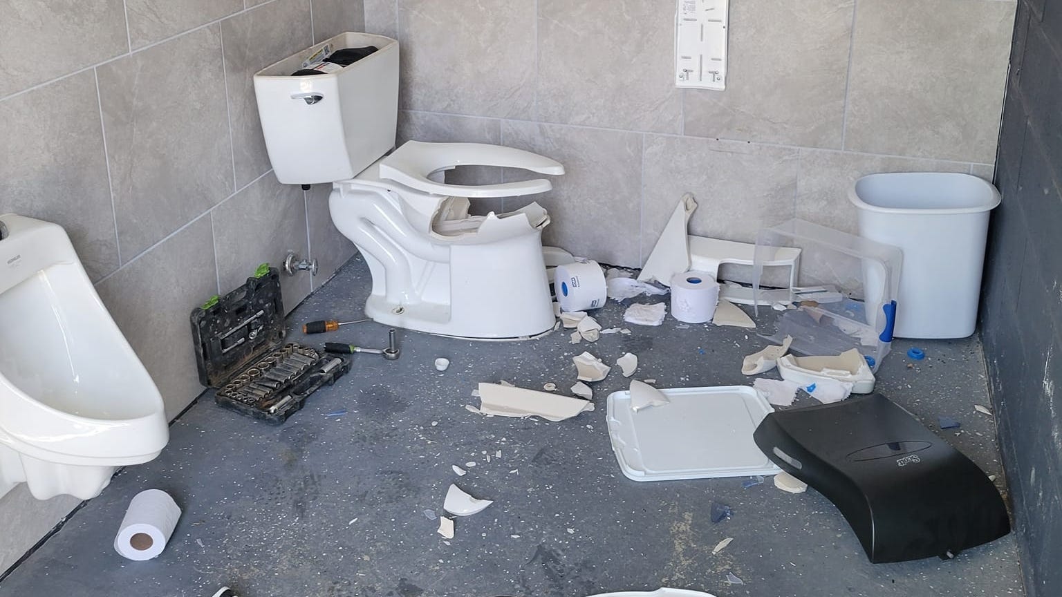 Marine City Little League expresses frustration after vandals  smash toilets, rip dispensers from walls at park bathrooms