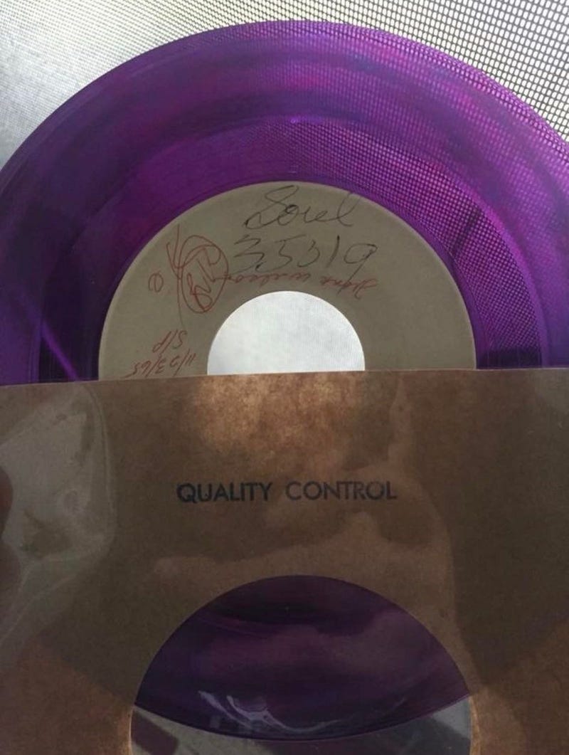 Purple vinyl copy of Frank Wilson's single, "Do I Love You (Indeed I Do)"