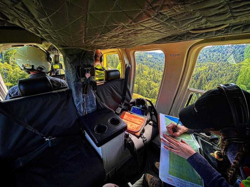 Inside the PG&E helicopter.
