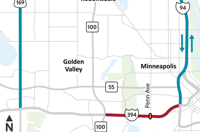 MnDOT is suggesting drivers use interstate 94 and 694, along with Highway 169 with a closure to I-394 all weekend.