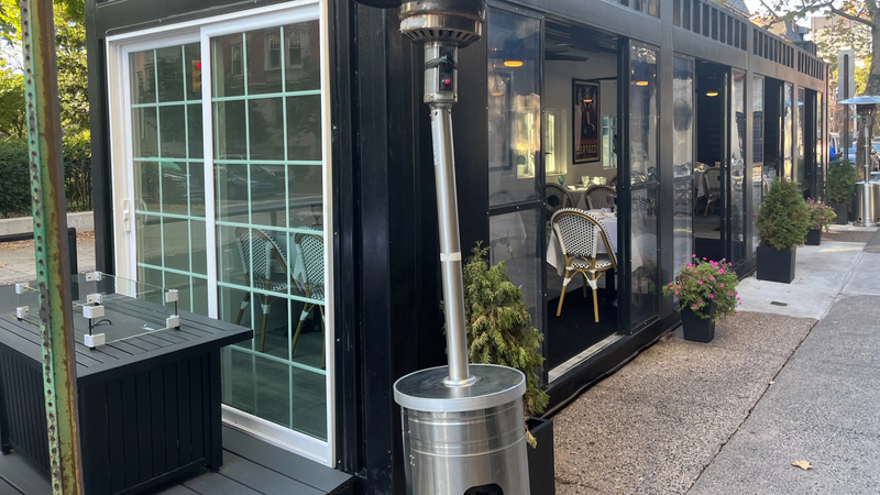 This Fitler Square outdoor dining structure was created from a shipping container.