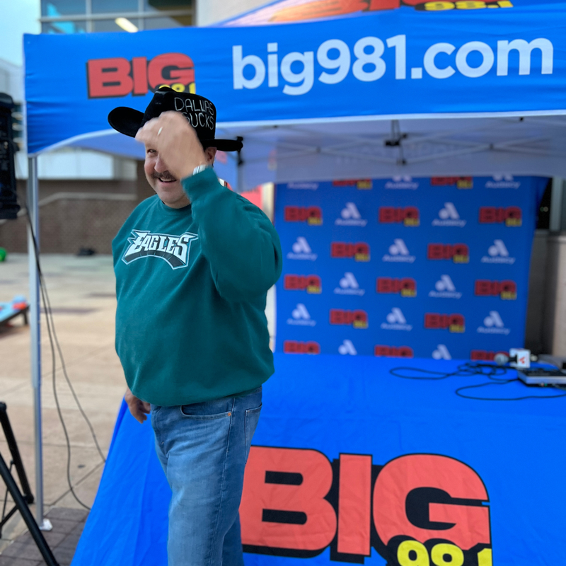 Eagles fans with BIG 98.1's Dallas Sucks hat before the Eagles vs. Cowboys game