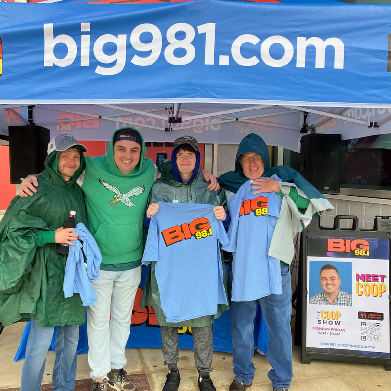 Coop with Philadelphia Eagles fans before the Eagles vs. Jaguars game