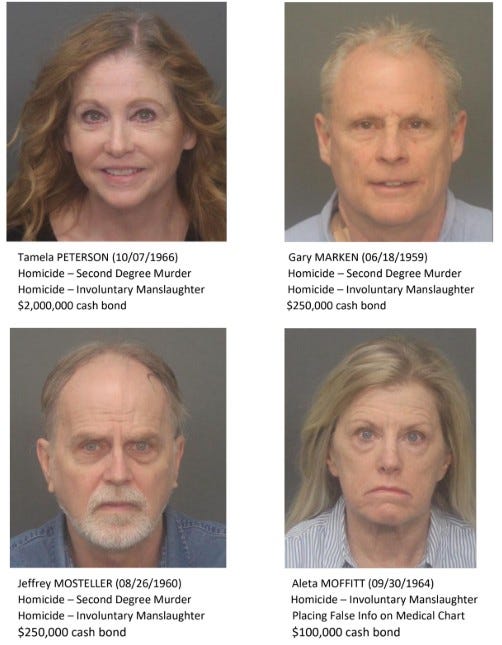mugshots for four people charged