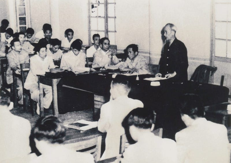 President Ho Chi Minh in conference with Communist comrades, 1959