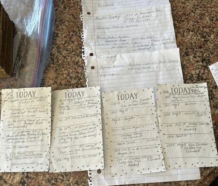 Notes taken by Helga Simms and Maddie Johnson from the mysterious, centuries-old Bible that Simms' father found the basement of one of their homes.
