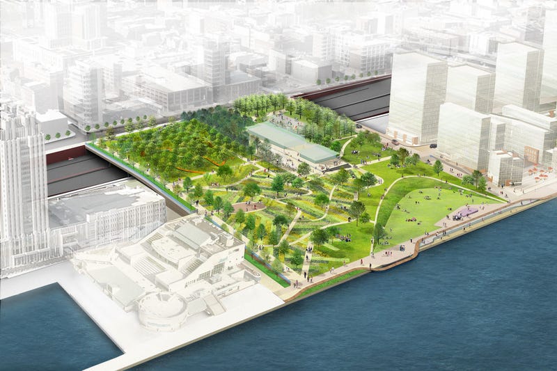 The plan to cover part of I-95 to reconnect the Delaware River waterfront to the rest of the city