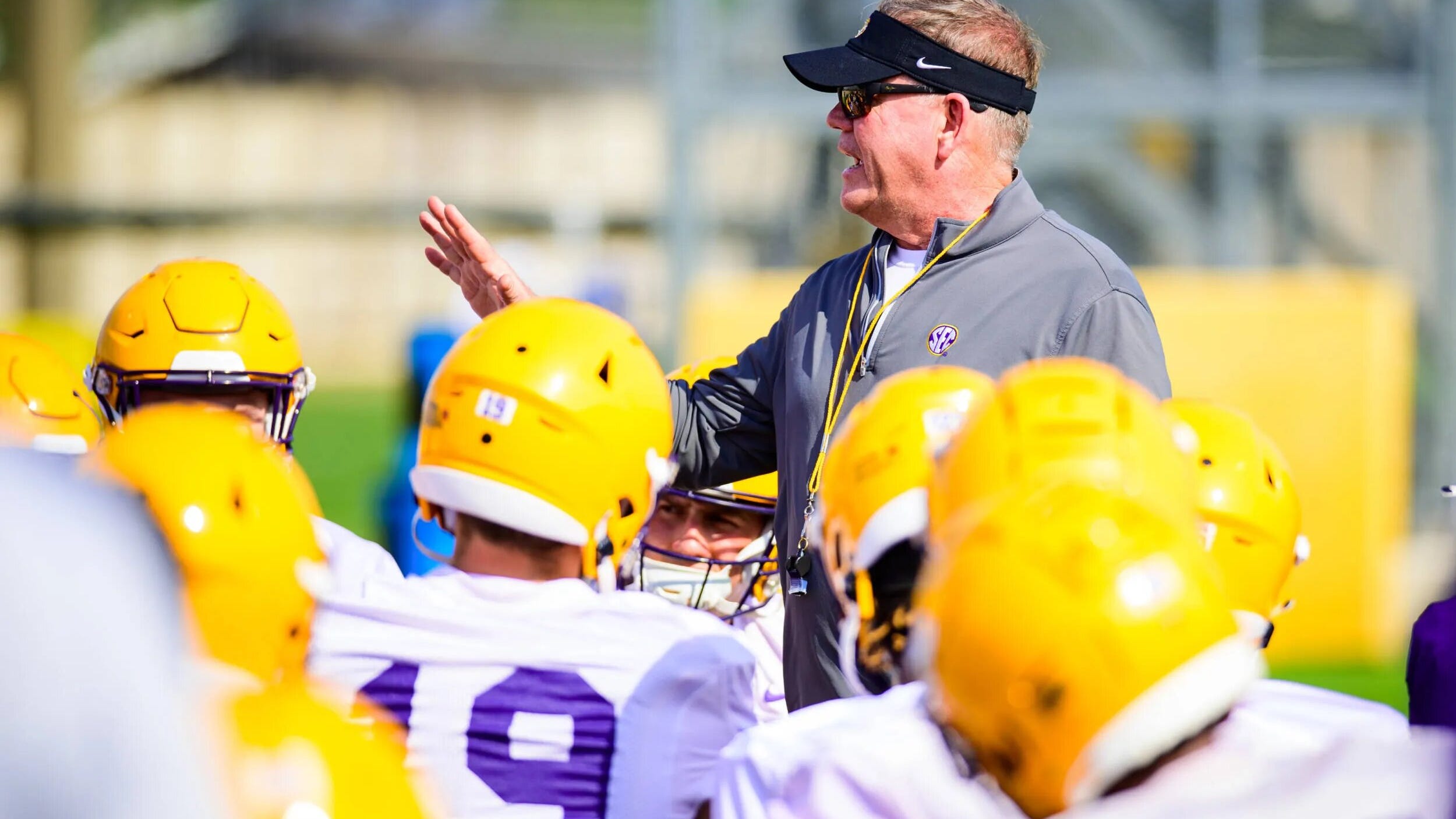 One change at LSU spring practices in 2023? No thrown helmets.