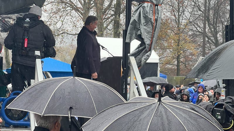 Sylvester Stallone spoke to the crowd on the city's first Rocky Day.