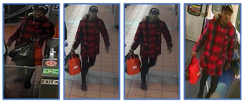 SEPTA Transit Police have released images taken from March 14 surveillance video of the suspect accused of assaulting a 25-year-old man on a northbound Broad Street Line subway train as it approached Cecil B. Moore Station.