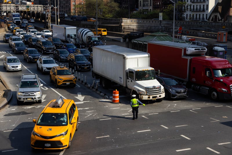 Traffic enters the Congestion Relief Zone from the Ed Koch Queensboro Bridge in New York, US, on Thursday, April 24, 2025