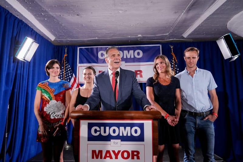 Andrew Cuomo, New York City mayoral candidate, center, speaks during an election night event in New York, US, on Tuesday, June 24, 2025. 