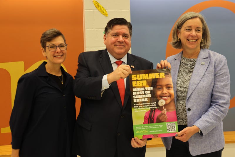 Gov. J.B. Pritzker was among those present for an announcement of a government program that will aim to help low-income families in Illinois buy groceries.