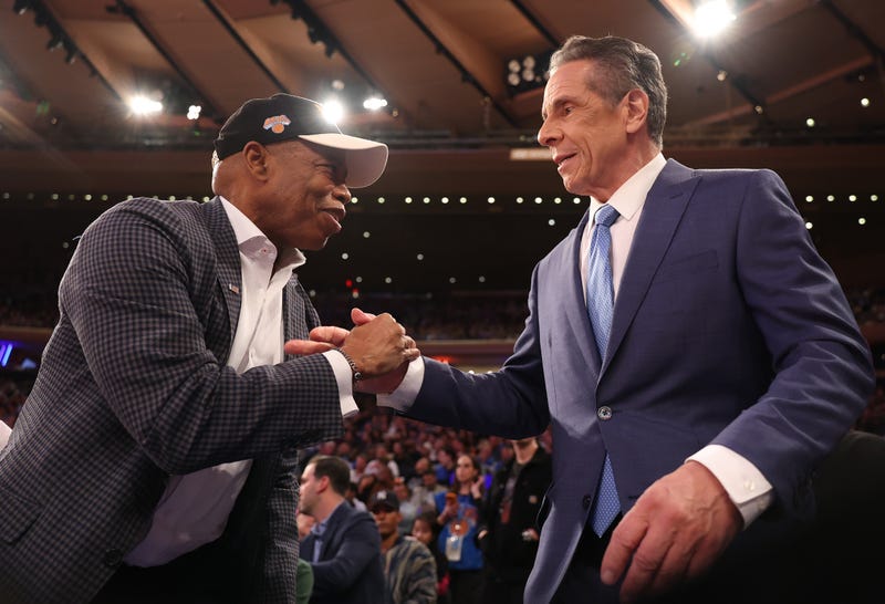 Mayor Eric Adams and mayoral candidate Andrew Cuomo at Madison Square Garden in New York on Oct. 22