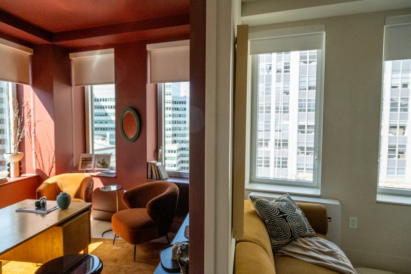 An apartment conversion at the renovated 55 Broad St. building in the Financial District of New York