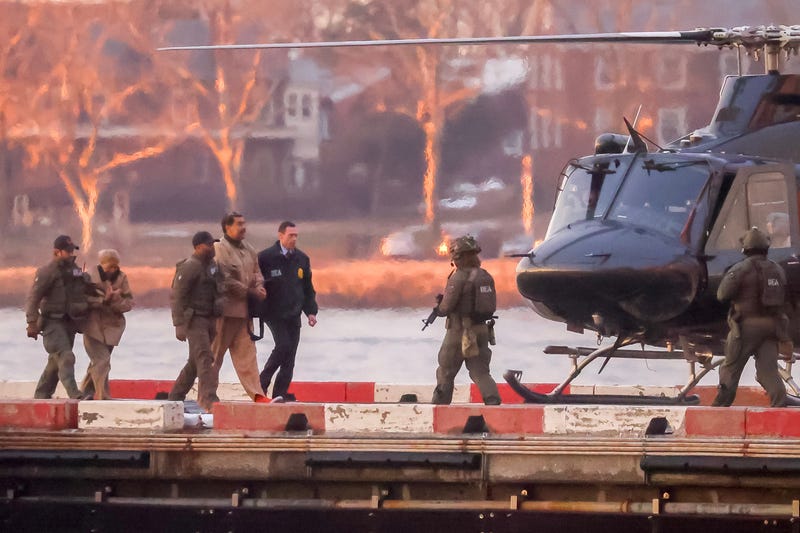 Ousted Venezuelan President Nicolas Maduro at the Wall Street Helipad ahead of his court appearance in New York on Jan. 5