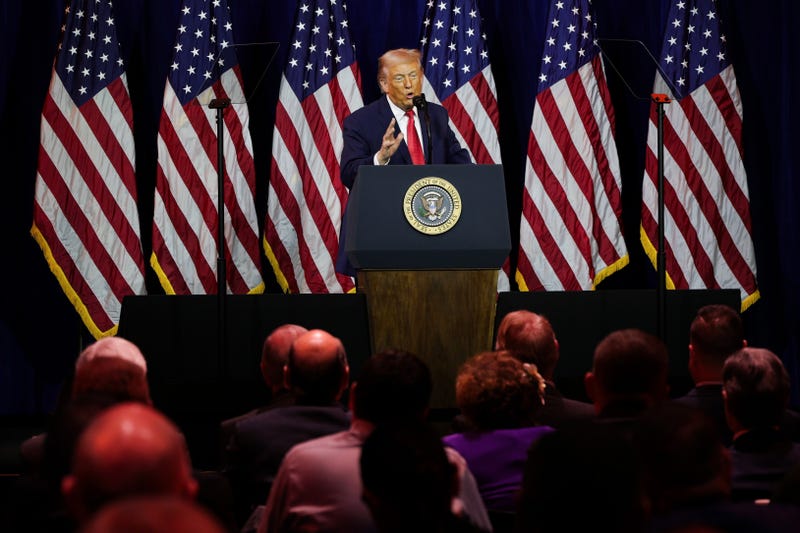 President Donald Trump addresses a House Republican retreat at The John F. Kennedy Center for the Performing Arts in Washington on Jan. 6