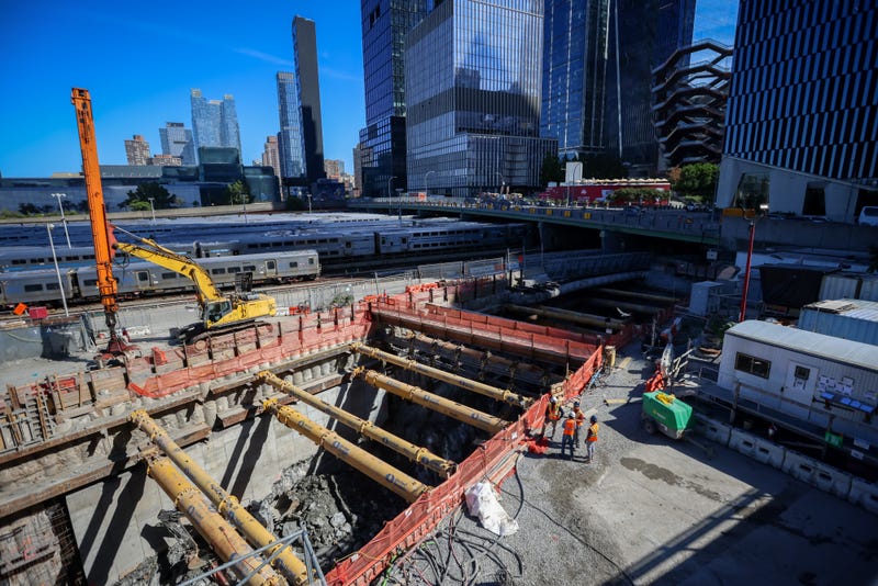 Workers at a construction site for the Gateway Program Hudson Tunnel Project in New York