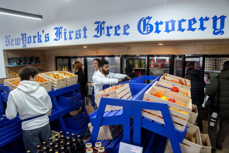 Polymarket’s temporary free grocery store in New York on Feb. 12