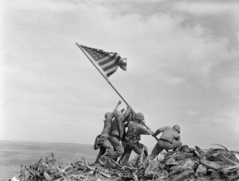 Marines raise the flag on Iwo Jima, Japan, Feb. 23, 1945.