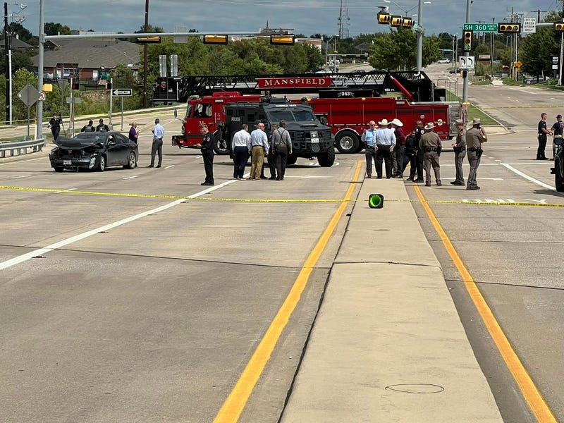The end of a chase in Mansfield, Texas on Monday, Sept. 23, 2024.