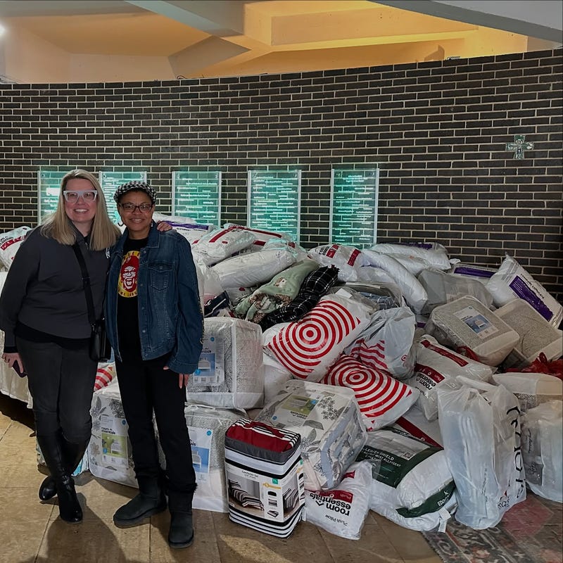Local victims of violence are sleeping better because a group of Black women united in service including WCCO's Sheletta Brundidge (R). 