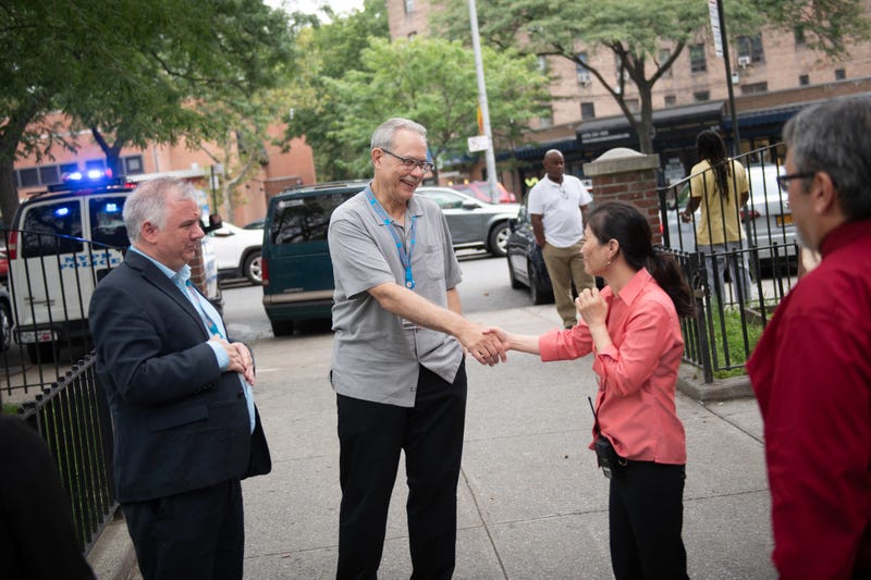 Gregory Russ tours NYCHA's the Queensbridge Houses in Queens in August 2019