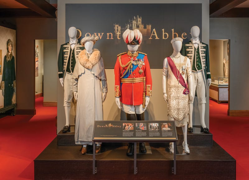 Costumes on display from the show "Downton Abbey."