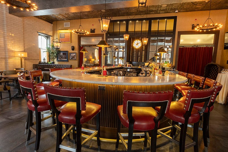 The main bar inside the Chicago Firehouse Restaurant
