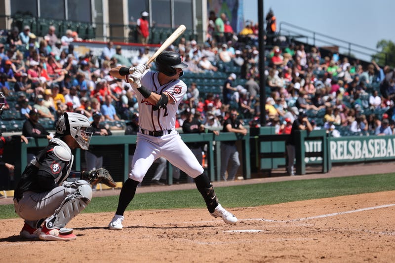 Tyler Fitzgerald batting for the Richmond Flying Squirrels in a game against the Erie SeaWolves.