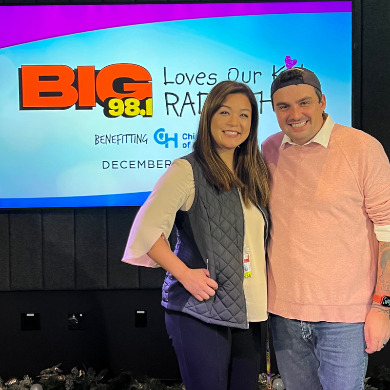 Denise Nakano of KYW with Coop at 21st Annual BIG 98.1 Loves Our Kids Radiothon