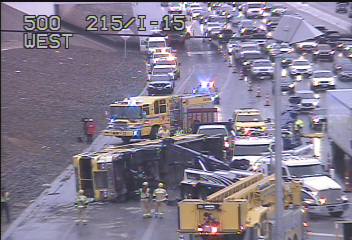 A rollover accident involving CCFD on 215E at I-15 on 10-8-21