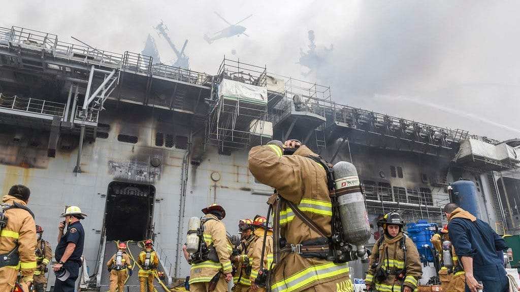 Days later, the USS Bonhomme Richard is still on fire