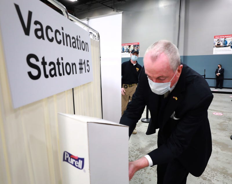 New Jersey Governor Phil Murphy tours the Edison Vaccination Facility in Edison, N.J. on Friday, Jan. 15, 2021.