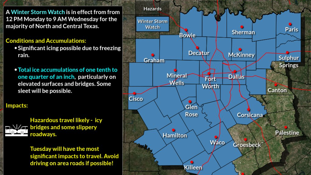 Winter Storm Warning issued for all of North Texas