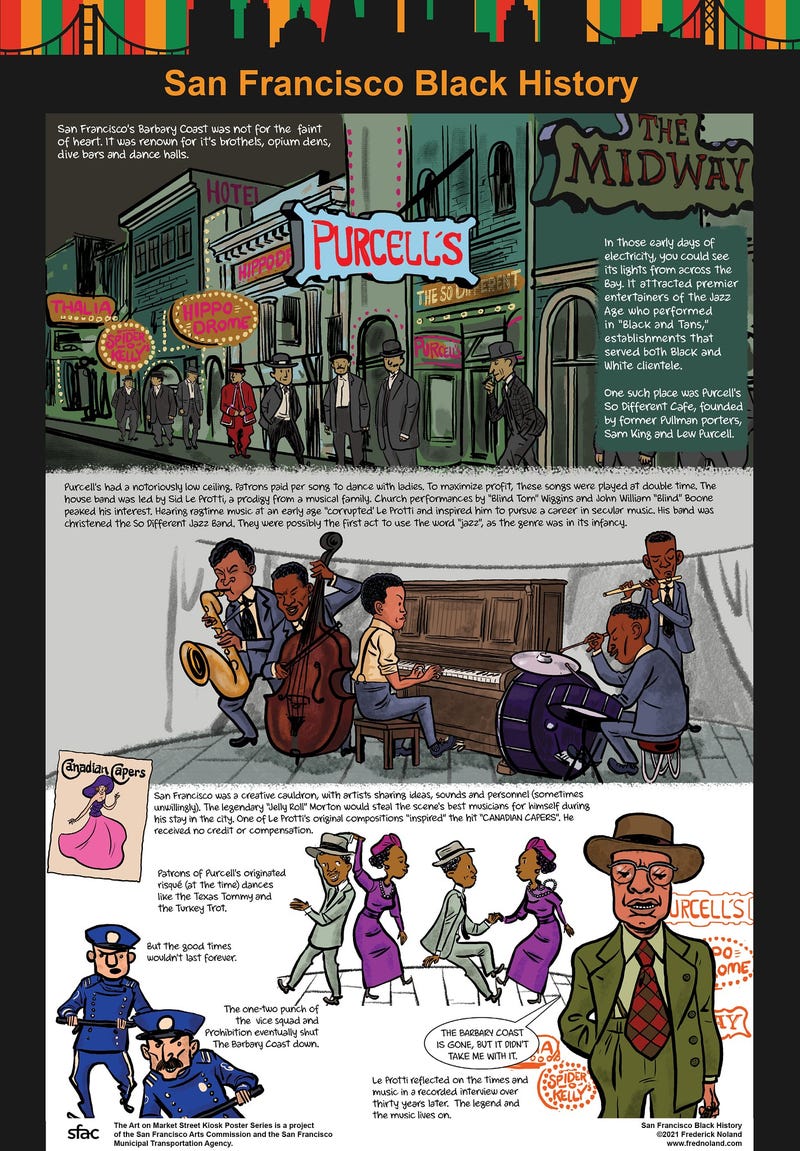 One of Fred Noland's posters featured at Muni bus stops in San Francisco.