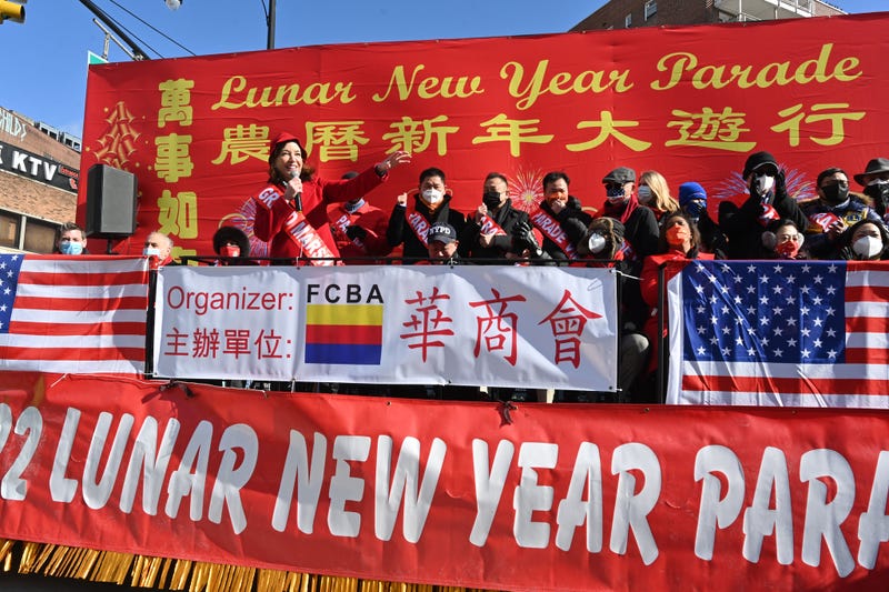 Gov. Hochul on a float during the Lunar New Year parade