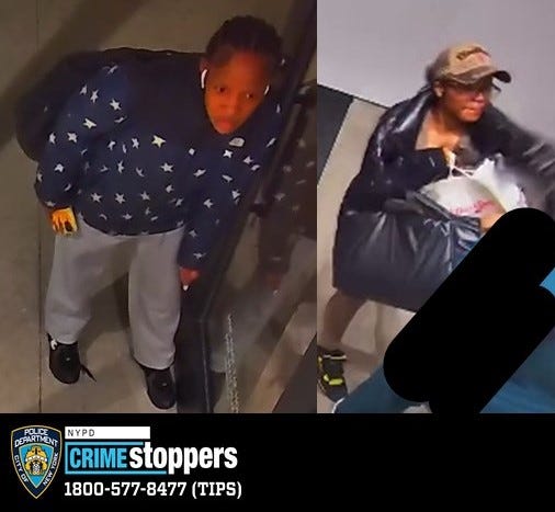 Two suspects, pictured above, are wanted in connection to a robbery at an Alo Yoga store in Flatiron earlier this month.
