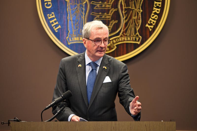 Gov. Phil Murphy is shown speaking in Ewing Township on Monday, Nov. 7, 2022.