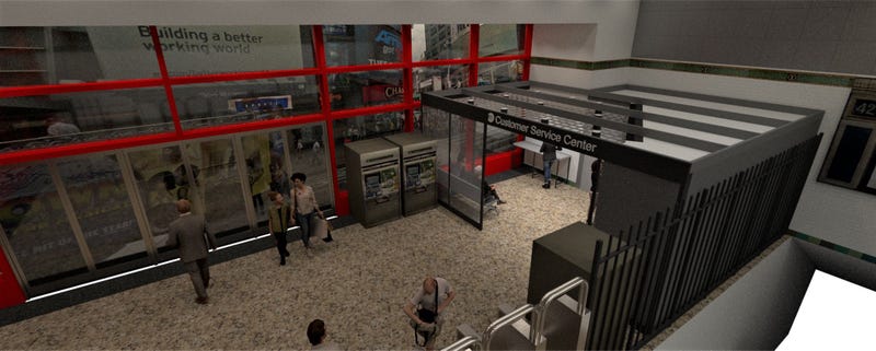 Rendering of MTA's new Customer Service Centers debuting in 2023 at several stations throughout the city.