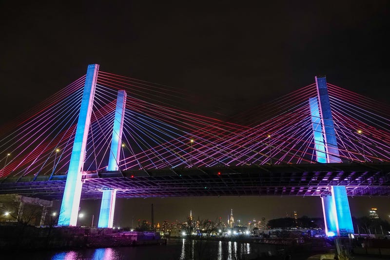 State landmarks were lit pink, white and blue on March 31, 2023 to honor Transgender Visibility Day.