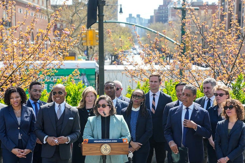 New York City Mayor Eric Adams announces the appointment of Kathleen Corradi as the city’s first-ever citywide director of rodent mitigation, also known as the ‘rat czar' during a press conference in St. Nicolas Park in Harlem on Wednesday, April 12, 2023.