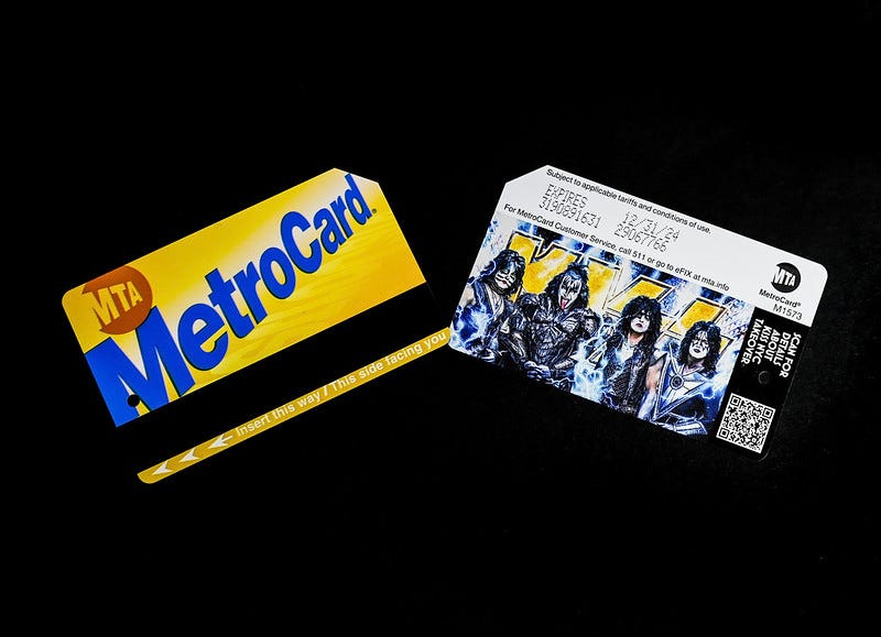 Limited edition MetroCards released in conjunction with the KISS “End of the Road” farewell shows at Madison Square Garden, photographed on Tuesday, Nov 21, 2023.