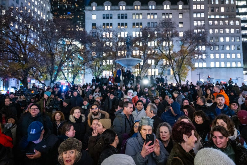 Attendees at the lighting for the world's largest menorah in Manhattan.